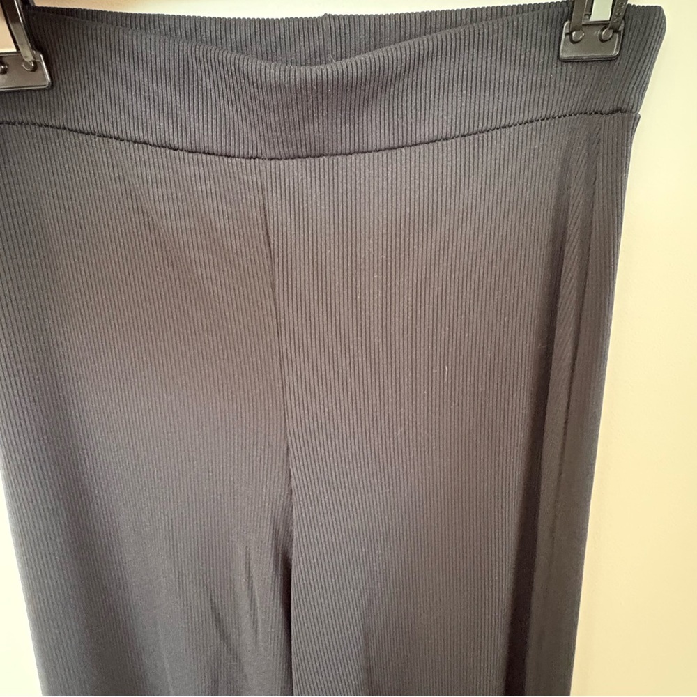 Nasty Gal Black Wide-Leg Ribbed Women's Pants - Picture 2 of 10